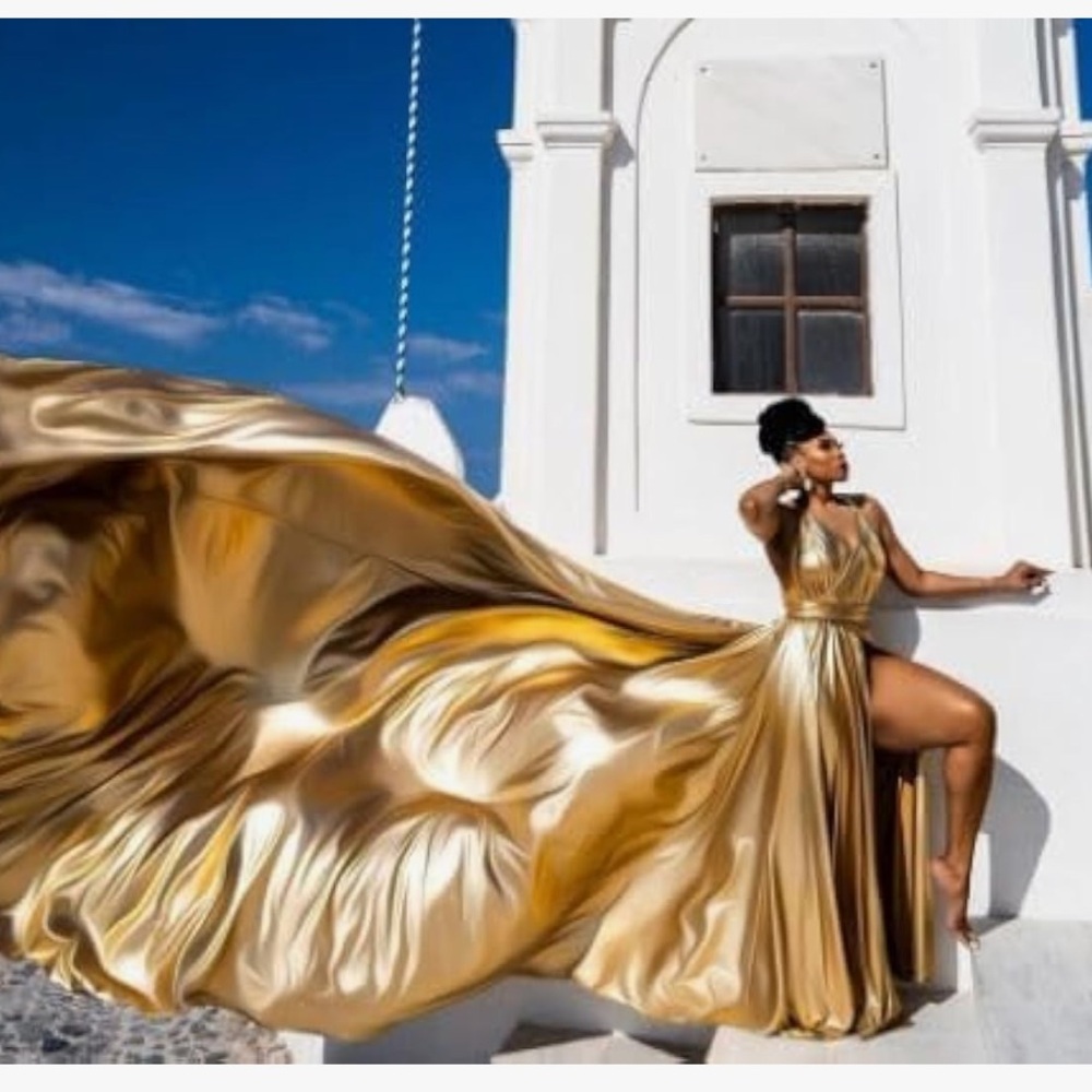Gold long flying dress